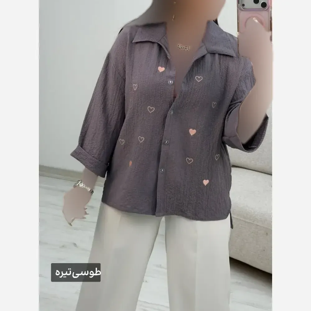 شومیز زنانه جاذبه قلبی جنس ینزی پفکی فری سایز