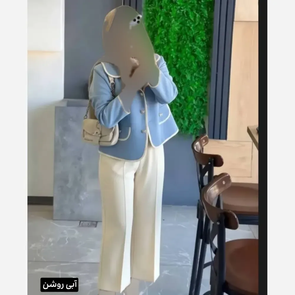 ست کت و شلوار اداری زنانه جنس سوپرمازراتی پاپیون دار سایز فری 38 تا 46 رنگبندی متنوع