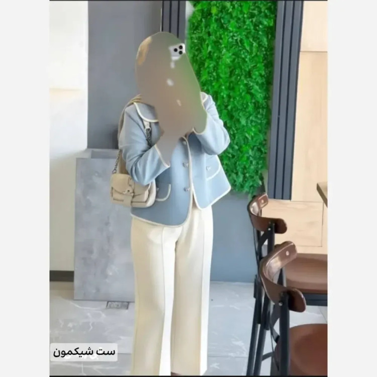 ست کت و شلوار اداری زنانه جنس سوپرمازراتی پاپیون دار سایز فری 38 تا 46 رنگبندی متنوع