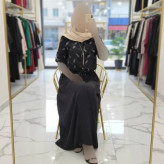 ست شومیز گره ای و دامن زنانه جنس شانتون رنگ مشکی فری سایز