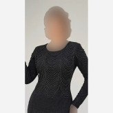 پیراهن مجلسی زنانه لمه مدل روناک قد 150 منجوق و کریستال دوزی شده