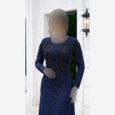پیراهن مجلسی زنانه لمه مدل روناک قد 150 منجوق و کریستال دوزی شده