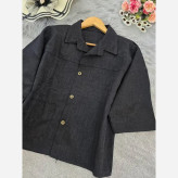 شومیز گلدوزی شبدر جنس شانتون رنگ کرم