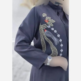 کت و دامن مازراتی مشکی گلدوزی شده مدل یارا فری سایز
