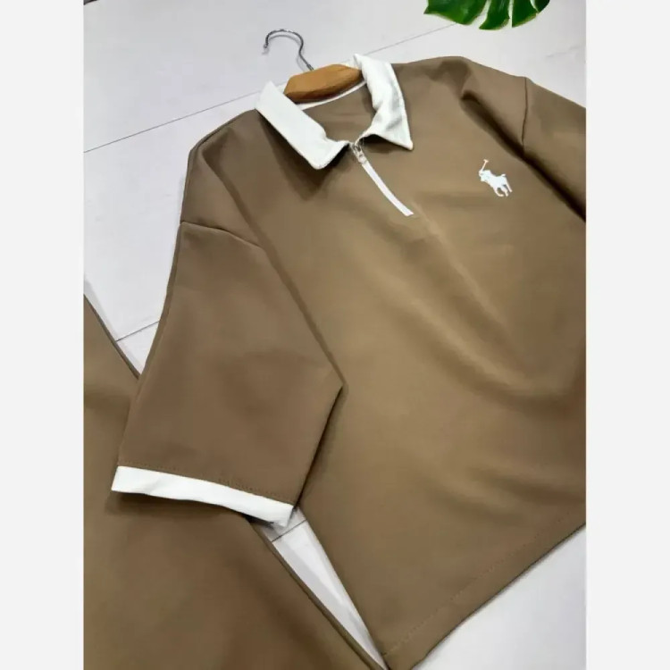 ست بلوز و شلوار زنانه مدل POLO جنس مازراتی درجه یک سایز فری 38 تا 48 رنگ بندی متنوع