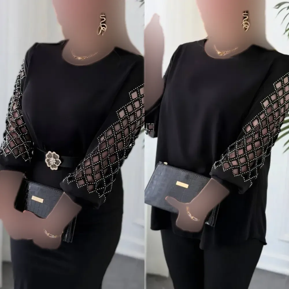شومیز آستین پنجره ای الیزه درجه یک رنگ مشکی سایز یک