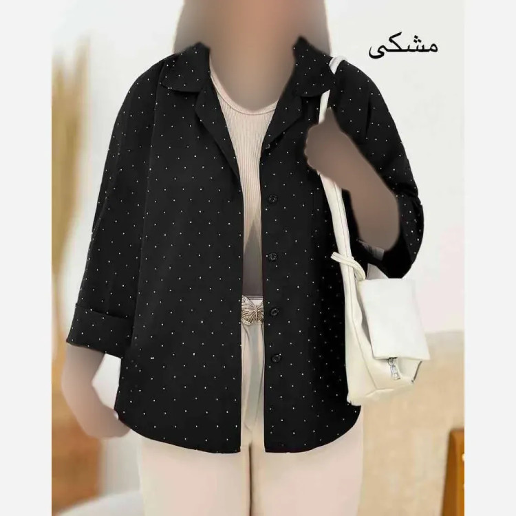 شومیز نگینی افروز جنس شانتون نگینی فری سایز