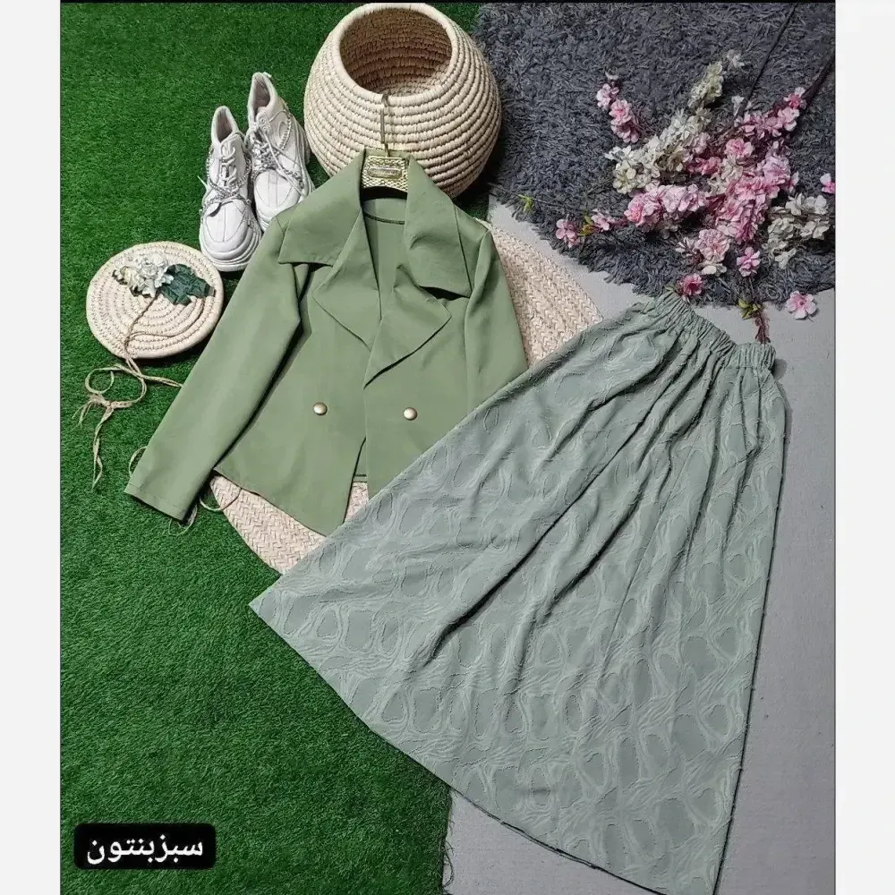 کت و دامن بهاره نورا جنس ترمه و کجراه فری سایز