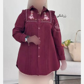 شومیز زنانه کتان لنین گلدوزی شده مدل بانو فری سایز