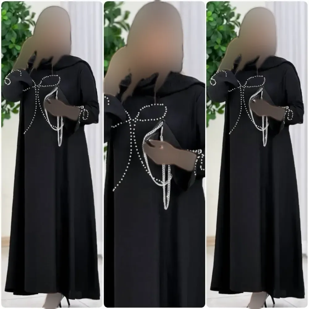 عبا زنانه مدل نازبانو جنس الیزه رنگ مشکی سایز فری سایز