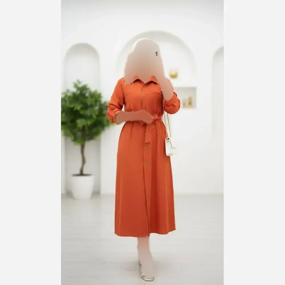 مانتو نگارا جنس بابوس سه نخ رنگ نارنجی سایز یک و دو