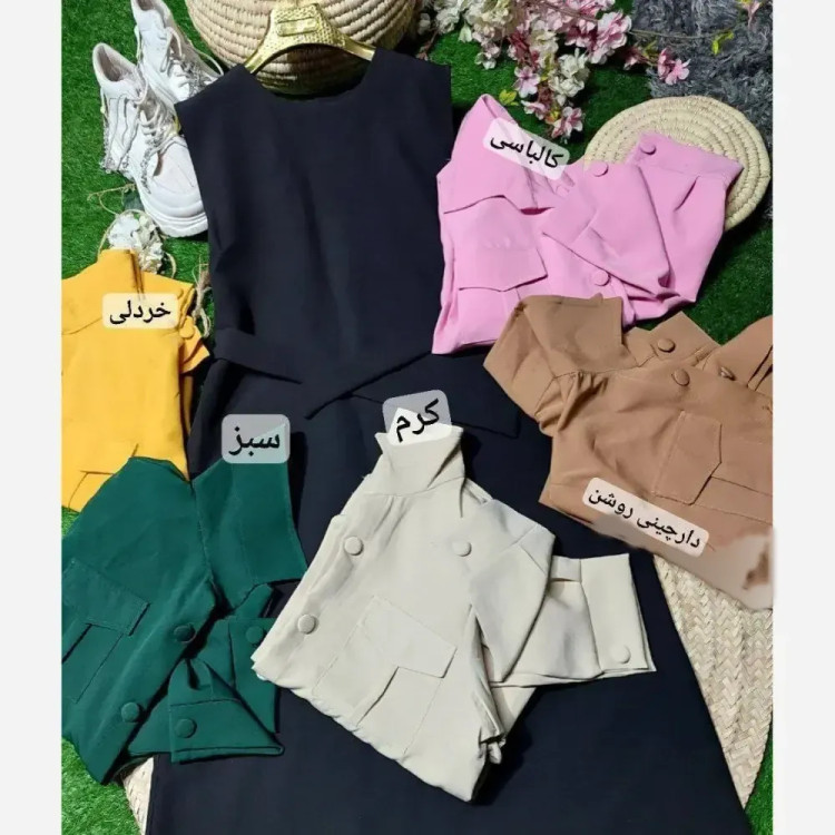 ست کت و سارافون زنانه ماه بانو جنس مازراتی و اسکاچی سایز 38 تا 46