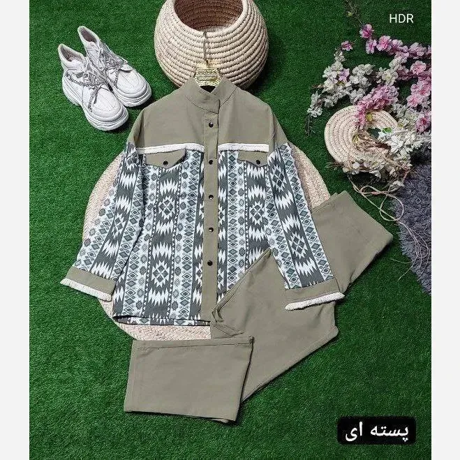 ست کیهان کتان کشی درجه یک رنگ پسته ای فری سایز 38 تا 46