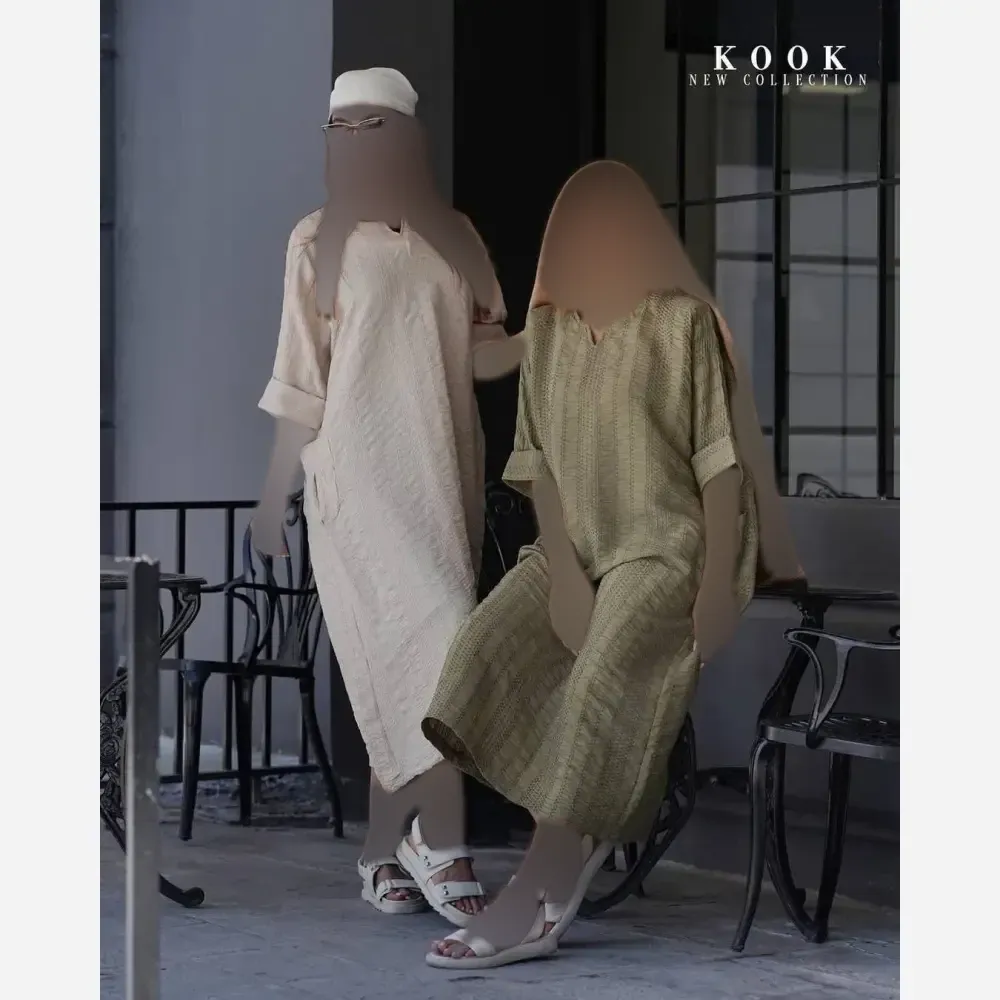 کفتان تبسم کوک دوزی اصل سایز 38 تا 46 فری کرم روشن و تیره