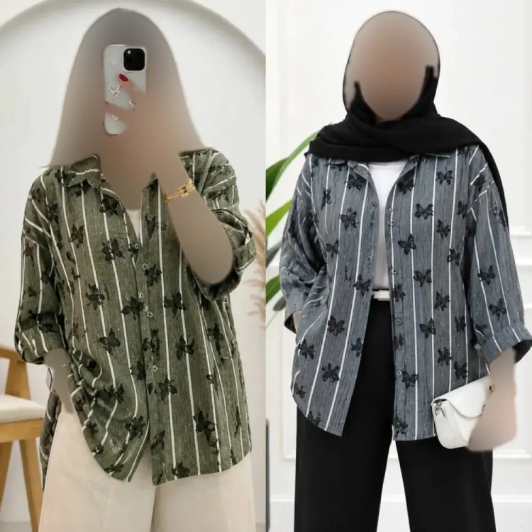 شومیز زنانه سارینا جنس لینزی لاینی شاین دار فری سایز