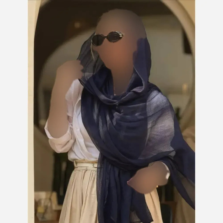 شال ساده دور گان تور دانتل ابعاد 70 در 180 سانتی متر