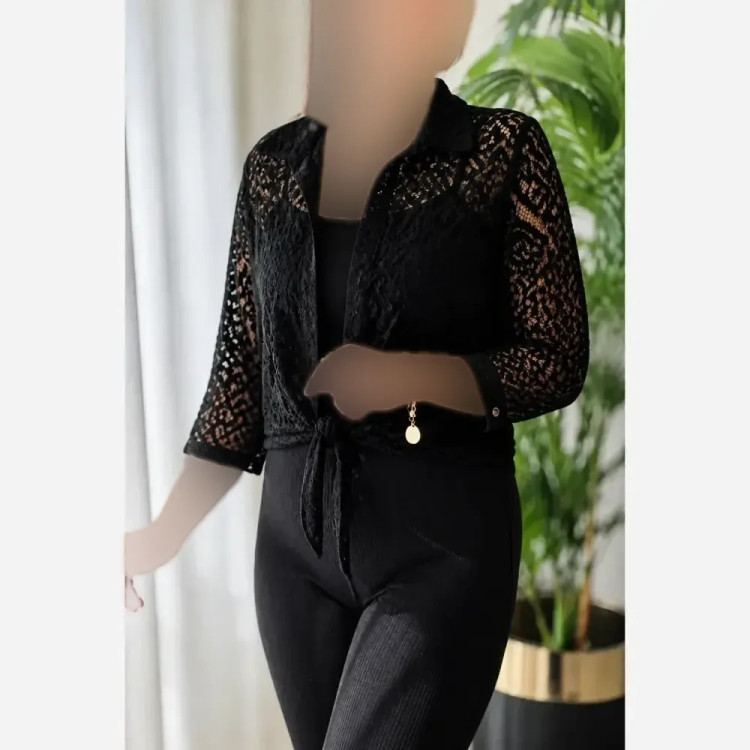 ست گره ای إلسا رویه تور دانتل و تیشرت ویسکوز سایز فری 36 تا 46