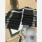 روسری ژاکارد ابریشم ترک دورو حاشیه نقره کوب سایز 90 در 90 چهار فصل