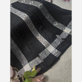 روسری ژاکارد ابریشم ترک دورو حاشیه نقره کوب سایز 90 در 90 چهار فصل