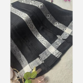 روسری ژاکارد ابریشم ترک دورو حاشیه نقره کوب سایز 90 در 90 چهار فصل