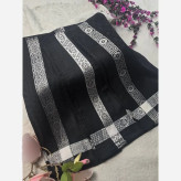 روسری ژاکارد ابریشم ترک دورو حاشیه نقره کوب سایز 90 در 90 چهار فصل