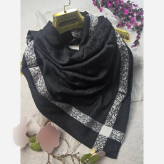 روسری ژاکارد ابریشم ترک دورو حاشیه نقره کوب سایز 90 در 90 چهار فصل