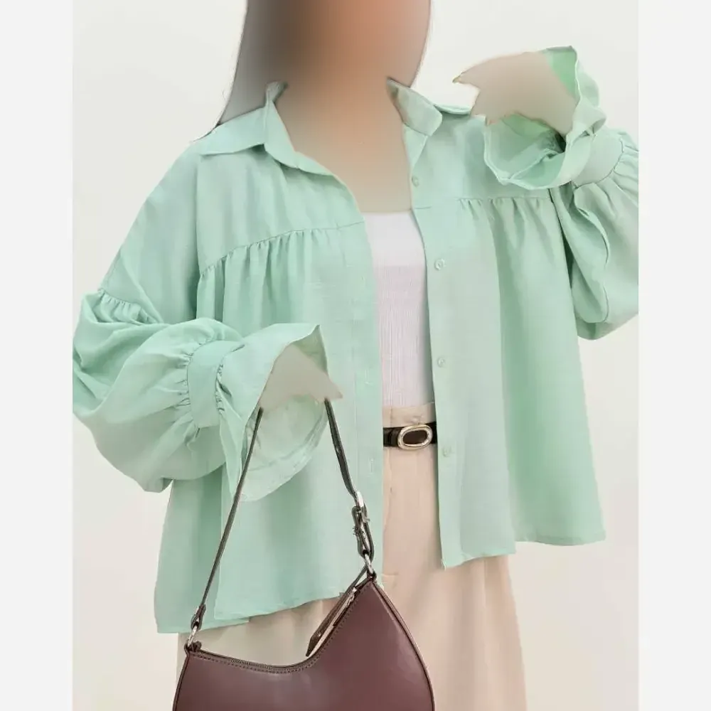 شومیز باکسی چینه پنبه سوپر ابرو بادی فری سایز