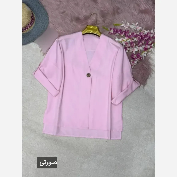 شومیز تک دکمه زنانه جنس پری خنک و سبک فری سایز