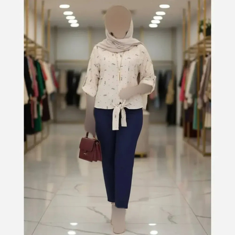 شومیز گره ای miu جنس سوفیا دیپلمات لمه ای فری سایز