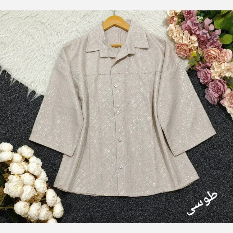 شومیز مانتویی شیشه ای تمام نگینی وارداتی فری سایز