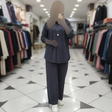 ست مانتو شلوار بسکوییتی جنس مراکشی فری سایز