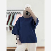تیشرت ساده باکسی نخ سوپرپنبه فری سایز زنانه و دخترانه