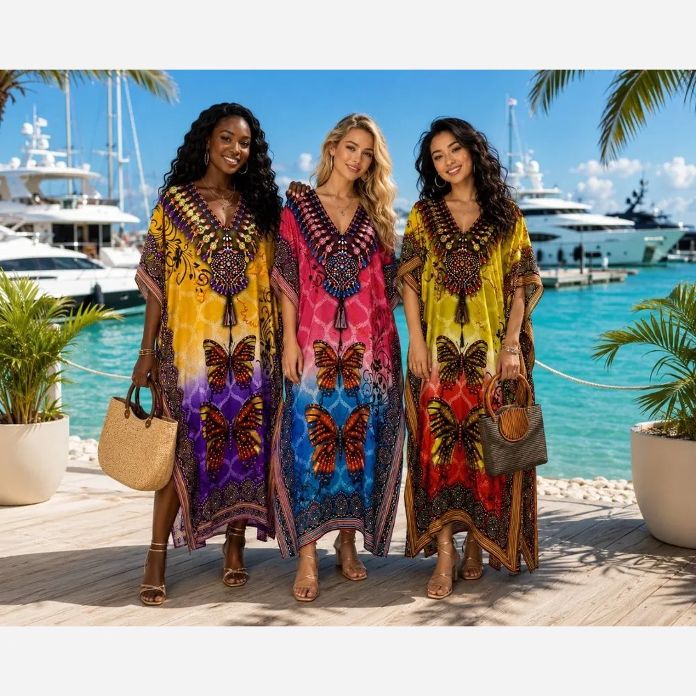 پانچ هندی نخی زنانه تابستانه فری سایز کمربند دار قد 135