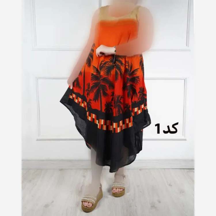 سارافون نخی هندی وارداتی تابستانه فری سایز مدل نخل