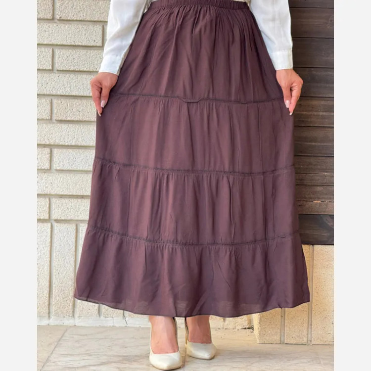 دامن نخی زنانه طبقهای بلند فری سایز خنک تابستانی