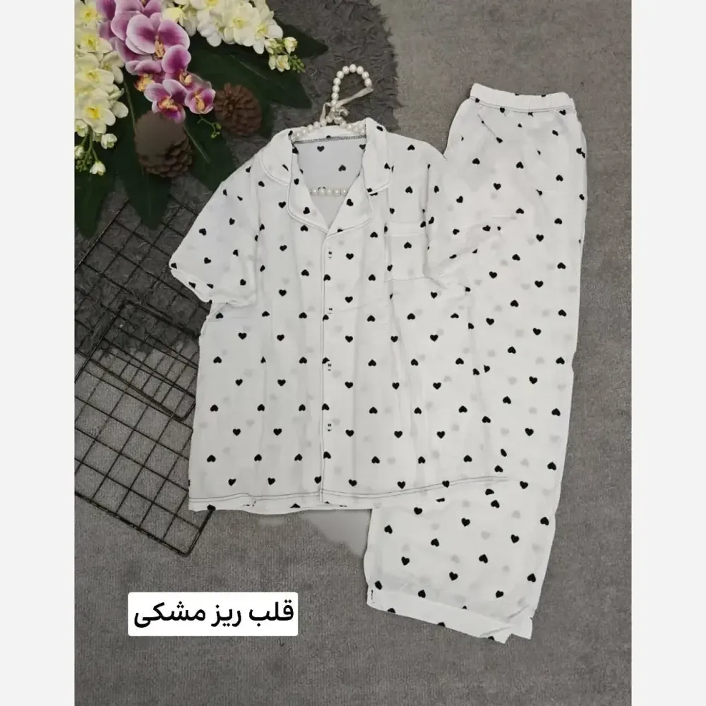 ست لباس راحتی نخی وارداتی طرح دار هانا فری سایز