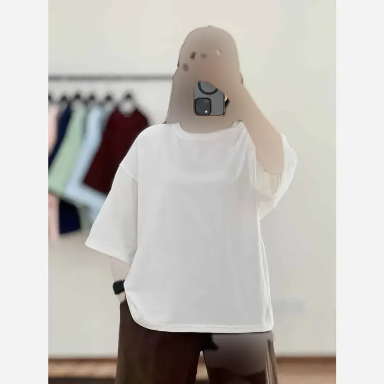 تیشرت ساده باکسی نخ سوپرپنبه فری سایز زنانه و دخترانه
