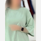 تیشرت ساده باکسی نخ سوپرپنبه فری سایز زنانه و دخترانه