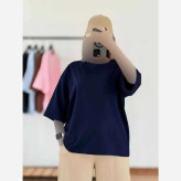 تیشرت ساده باکسی نخ سوپرپنبه فری سایز زنانه و دخترانه