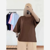 تیشرت ساده باکسی نخ سوپرپنبه فری سایز زنانه و دخترانه