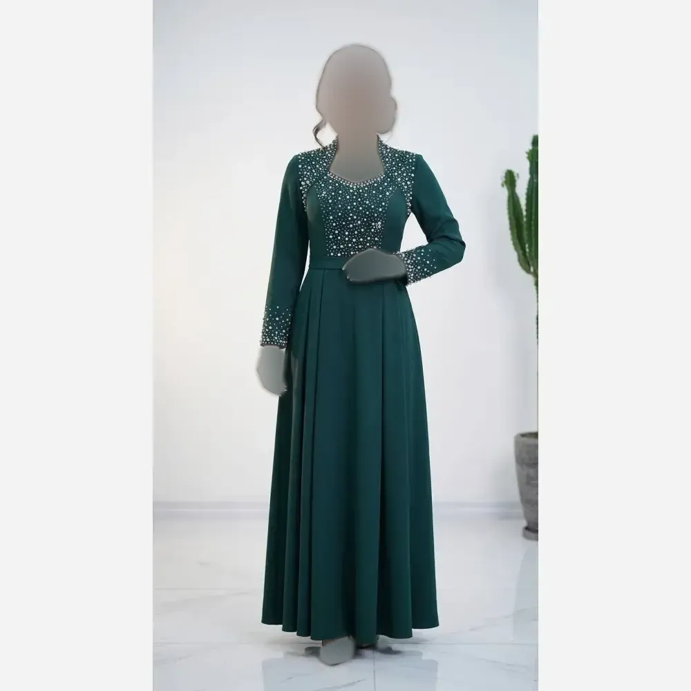 لباس مجلسی زنانه مدل مارال جنس کرپ دالقیچ قد 150 سایز بزرگ