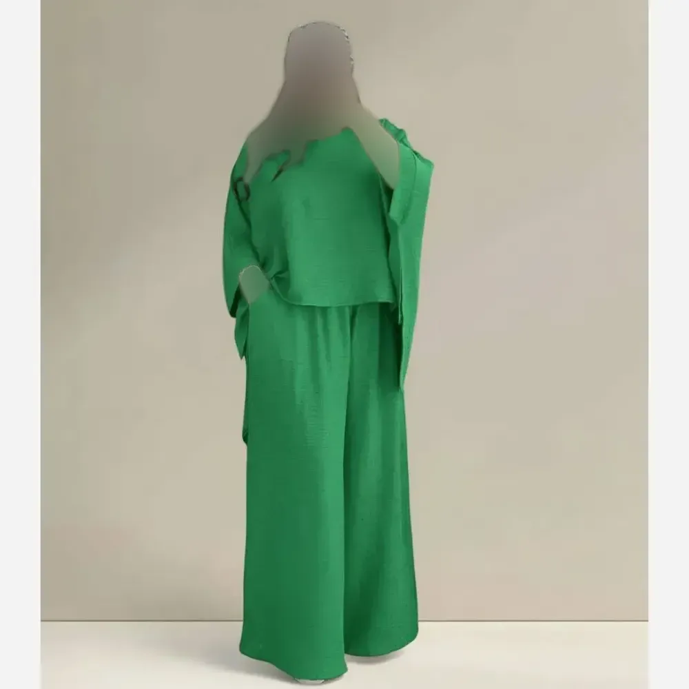 ست بلوز و شلوار زنانه جنس شانتون سایز فری 38 تا 48