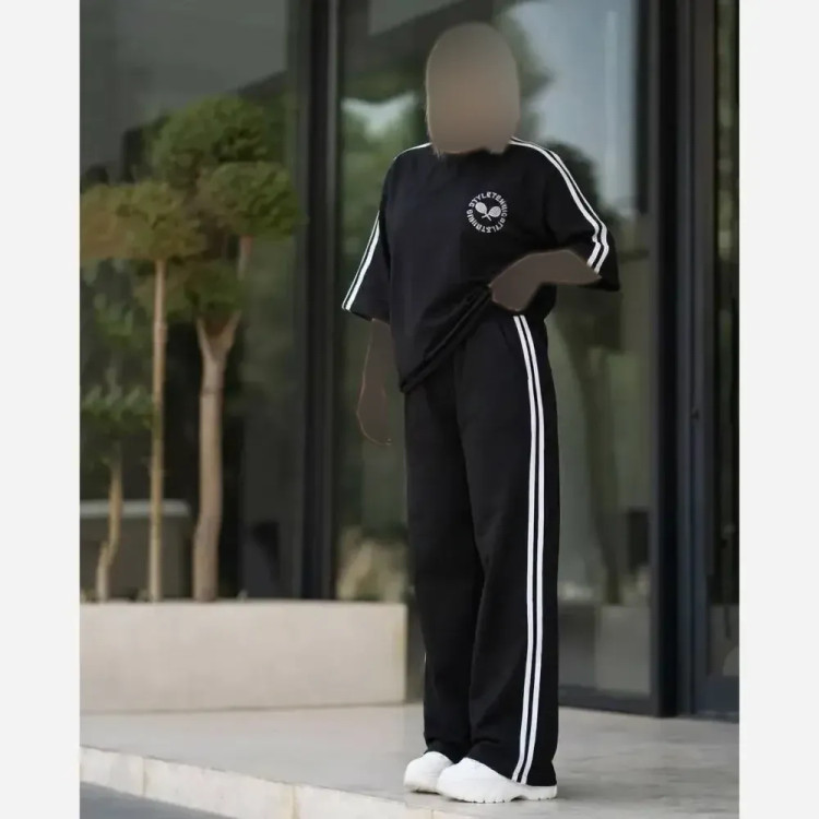 ست لباس راحتی زنانه مدل بیشه زار جنس پنبه گلکسی رنگ مشکی سایز فری 36 تا 46