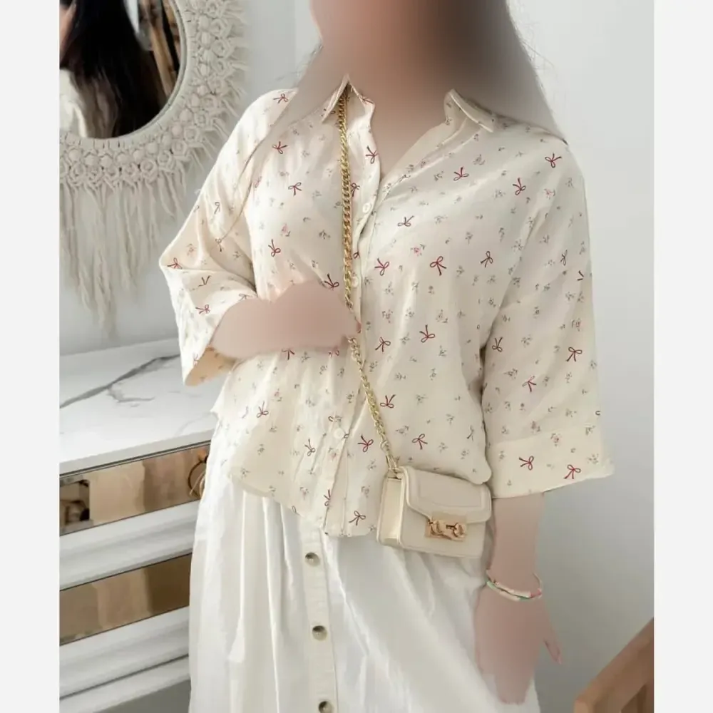 شومیز پاپیونی جنس سوپر ینزی درجه یک فری سایز