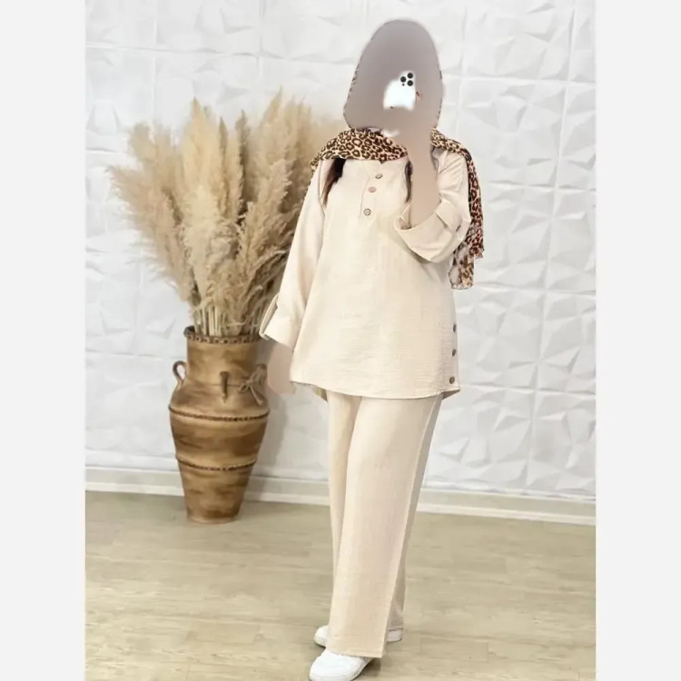 ست بغل دکمه زنانه جنس سوپر شانتون درجه یک فری سایز