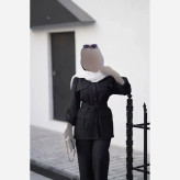 ست مانتو شلوار پرشین مکانیک هما رنگ مشکی و طوسی سایز فری