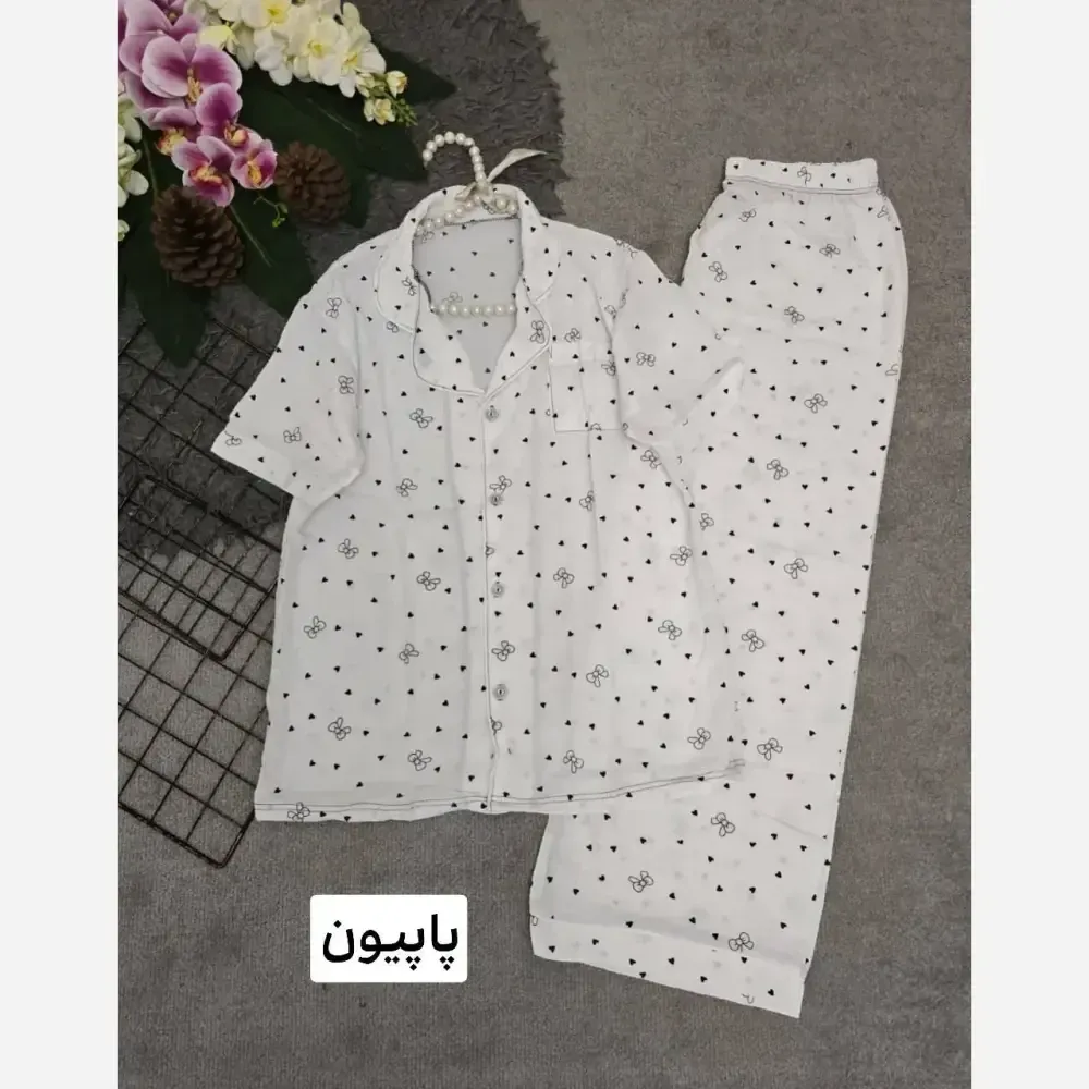 ست لباس راحتی زنانه نخی وارداتی طرح دار هانا فری سایز