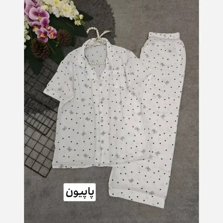 ست لباس راحتی زنانه نخی وارداتی طرح دار هانا فری سایز