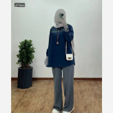 مانتو الیاف لینن گلدوزی شده ستایش فری سایز