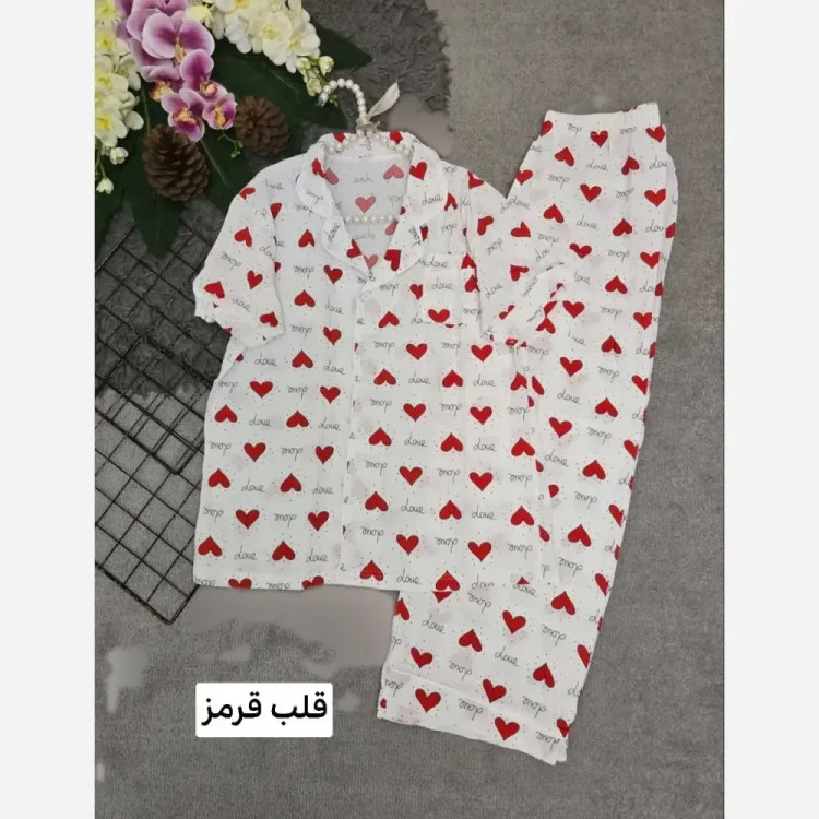 ست لباس راحتی زنانه نخی وارداتی طرح دار هانا فری سایز